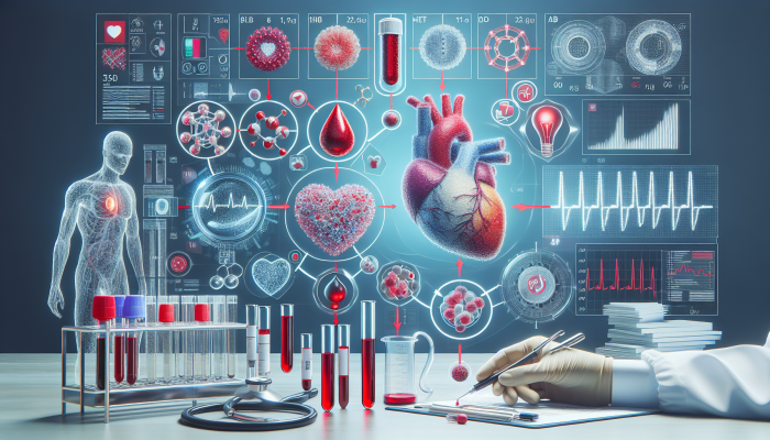 A detailed diagram of troponin test process, from blood collection to lab analysis and measurement.